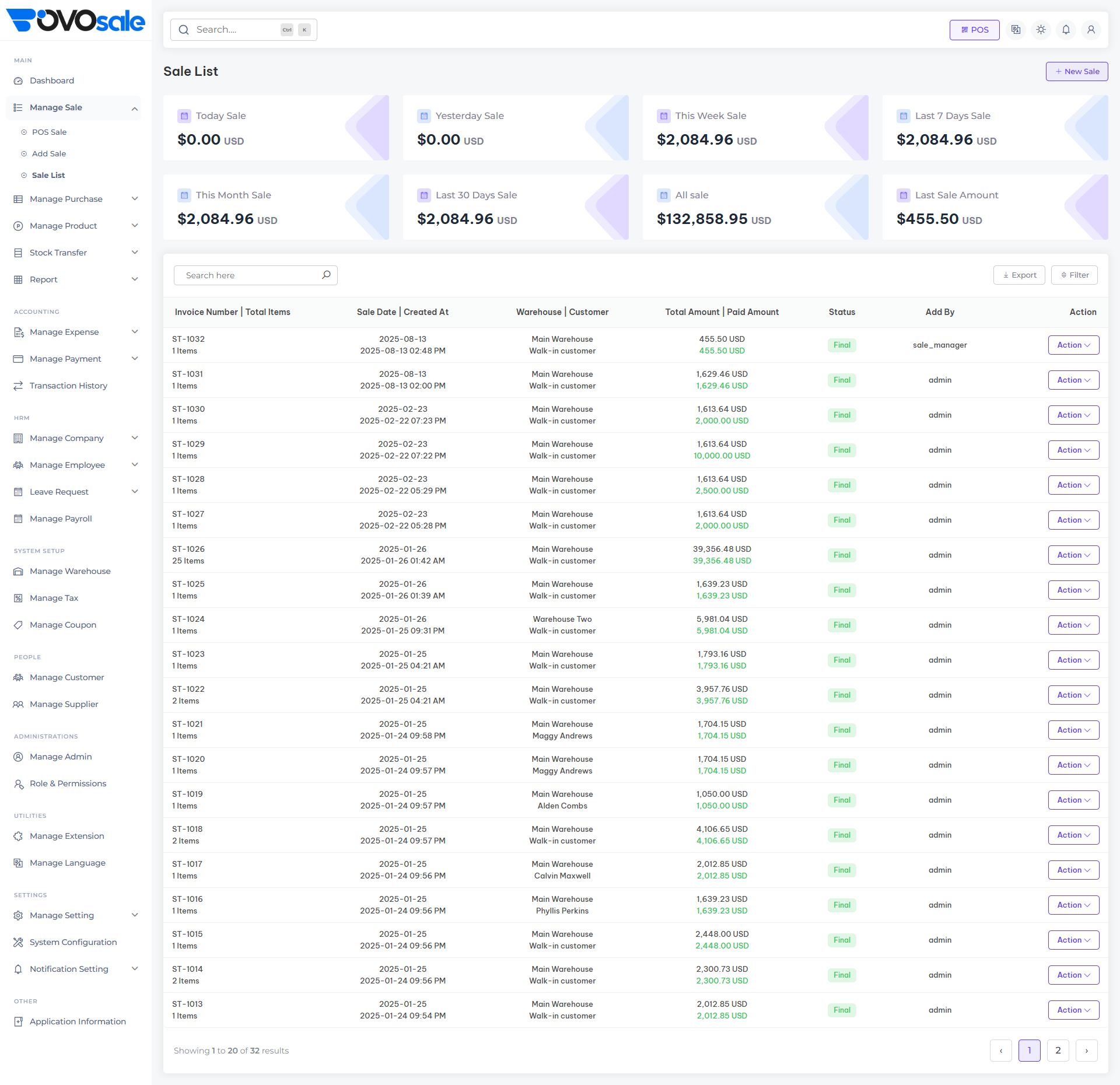 HR Management System screen
